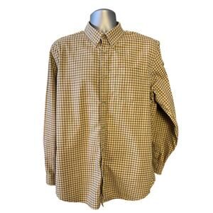 Eddie Bauer Tan Checked Heavy Weight Relaxed Fit Flannel Button Down Size L